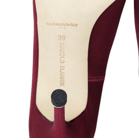 NEW Manolo Blahnik Deep Merlot Red 90mm Hangisi Crystal Pump Heel Size EU 38 - Picture 8 of 10